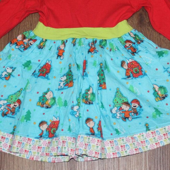Girls Chris N Missy Peanuts Holiday Christmas Dress Red Blue Long Sleeve size 3T - Picture 3 of 4